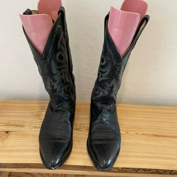 Dan Post Mens Milwaukee Cowboy Boots Leather Black 10.5D broken-in - Picture 3 of 8